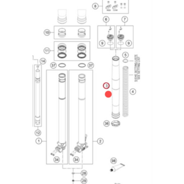 KTM Труба вилки наружняя 49.13x577 dt54 db60 KTM SX SXF 125 450 17-> EXC EXCF 125 500 18-> ( 48602096 / 48601671 ) - миниатюра 1