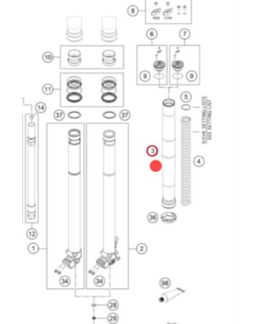 KTM Труба вилки наружняя 49.13x577 dt54 db60 KTM SX SXF 125 450 17-> EXC EXCF 125 500 18-> ( 48602096 / 48601671 )