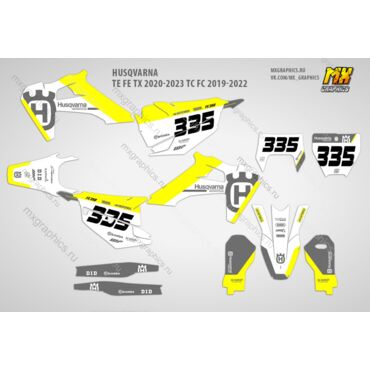 Наклейки на эндуро и кроссовые мотоциклы Husqvarna TE FE TX 2020-2023 TC FC 2019-2022. Серия Light Graphite - миниатюра 1