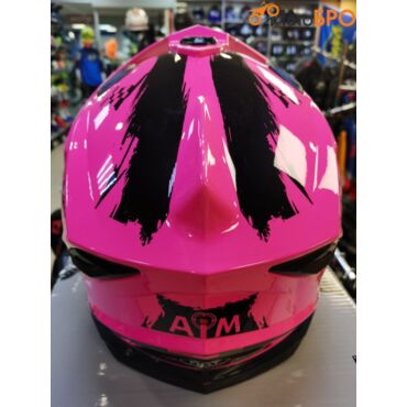 Шлем детский мотард AiM JK802Y Pink Black - миниатюра 5