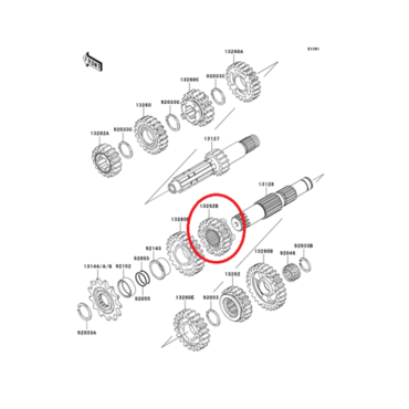 Шестерня 4й передачи 21 зуб KX250(05 08), original - миниатюра 1