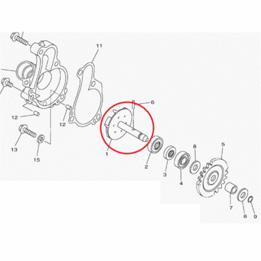 Вал водяной помпы YZF WR250(15 18), original - миниатюра 1