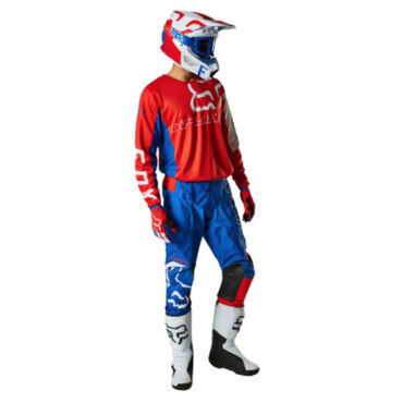 Fox Мотоштаны 180 Skew White Red Blue - миниатюра 6