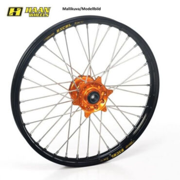 Колесо переднее Haan Wheels KTM 1190 1290 Adv Front 19 3,00 Black rim Orange hub silver spokes orange nipples - миниатюра 1