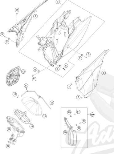 KTM брызговик амортизатора для SX / EXC 08 - 16 ( 77306010000 ) - фото 2