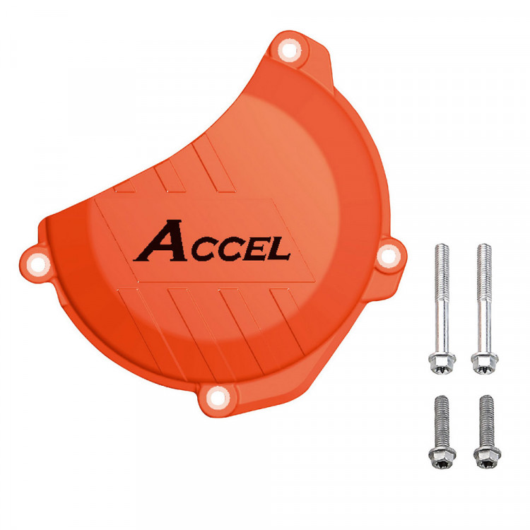 Пластиковая защита крышки сцепления ACCEL KTM SF f 250 350 16 22 EXC 250 350 17 23 Оранжевая - фото 1
