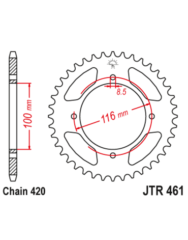 Звезда ведомая стальная 50 зубов KX85 01 20 (420 цепь) JT