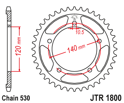 Звезда ведомая JTR1800 42 - фото 1