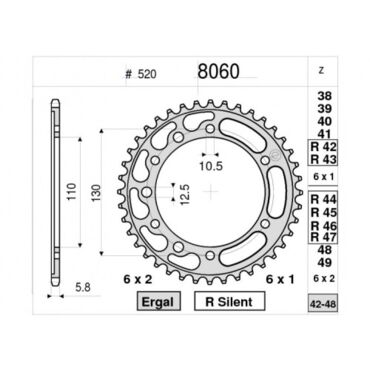 Звезда ведомая Ognibene 8060 R45 (JTR486.45) - миниатюра 1