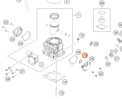 Кольцо крышки мощностного клапана KTM OEM 0770002226200 EXC TBI - фото 2