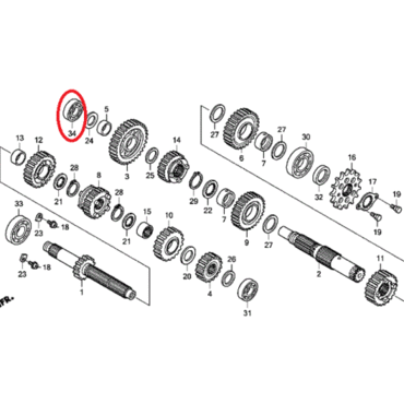 Подшипник вторичного вала КПП CRF150(06 17), original - миниатюра 1
