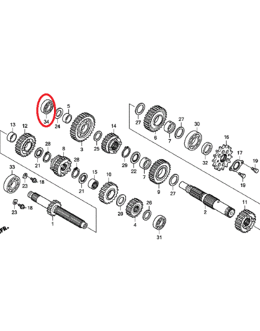 Подшипник вторичного вала КПП CRF150(06 17), original