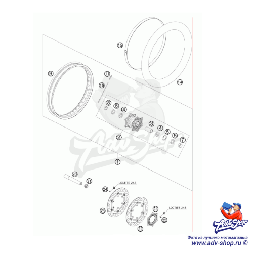 KTM ось для переднего колеса 640 / 950 / 990 ( 60009081000 ) - фото 2