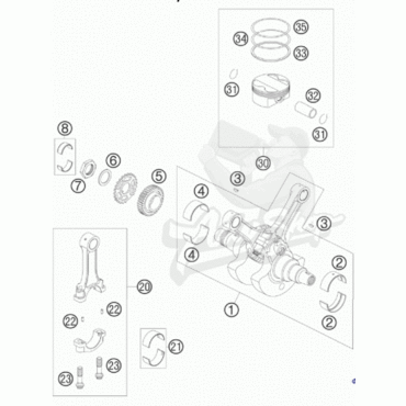 KTM 28X32X13 03 вкладыш вала помпы 950 990 1090 1290 ( 60030026010 ) - миниатюра 2