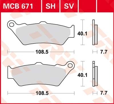 TRW MCB 671 SV Колодки тормозные  синтетика перед  690 R / 990 Adv / G650 xc / F800 GS // зад R1200 GS LC