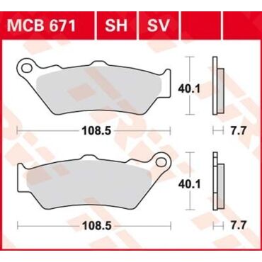 TRW MCB 671 SV Колодки тормозные  синтетика перед  690 R / 990 Adv / G650 xc / F800 GS // зад R1200 GS LC - миниатюра 1