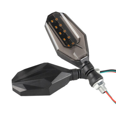 Поворотники LED с ДХО на мотоцикл черные - миниатюра 2