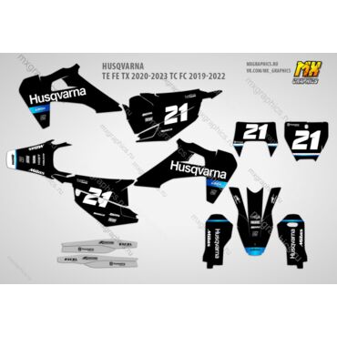 Наклейки на эндуро и кроссовые мотоциклы Husqvarna TE FE TX 2020-2023 TC FC 2019-2022. Серия Blacky - миниатюра 1
