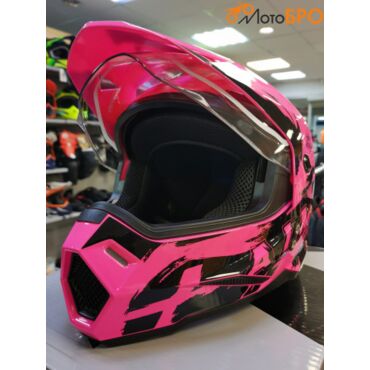 Шлем детский мотард AiM JK802Y Pink Black - миниатюра 7