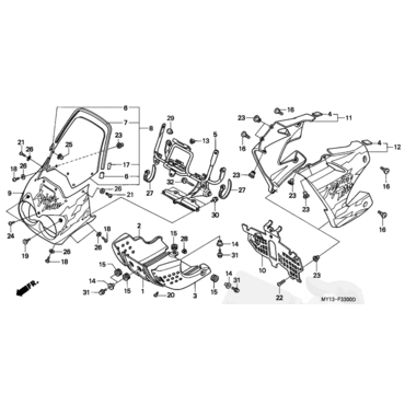 HONDA болт крепления переднего пластика к баку XRV750 RD07 A ( 83641KY6000 ) - миниатюра 1