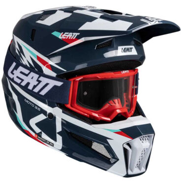 Шлем кроссовый Leatt Moto 3.5 V25 blue с очками - миниатюра 4
