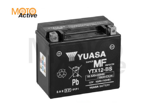 Мотоциклетная аккумуляторная батарея Yuasa Maintenance Free VRLA YTX12 BS(CP), 10 Ач - фото 1