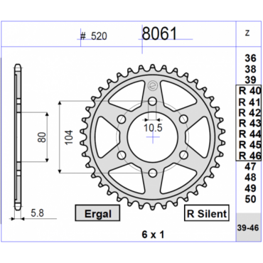 Звезда ведомая Ognibene 8061 R42 (JTR1478.42 / JTR478.42) - миниатюра 1