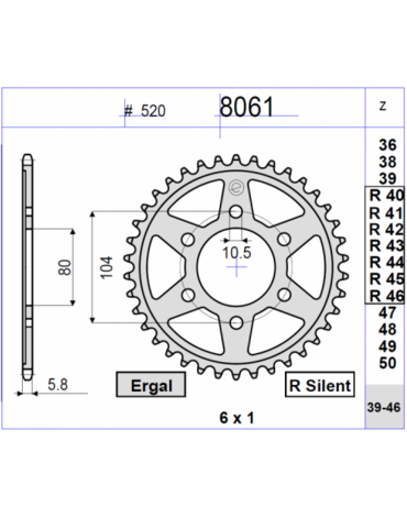Звезда ведомая Ognibene 8061 R42 (JTR1478.42 / JTR478.42)
