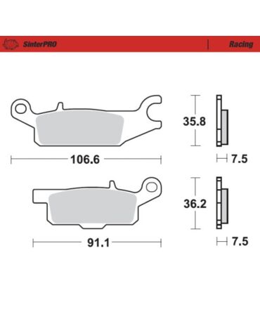 Колодки тормозные передние на левое колесо  (Racing) Yamaha YFM250 700