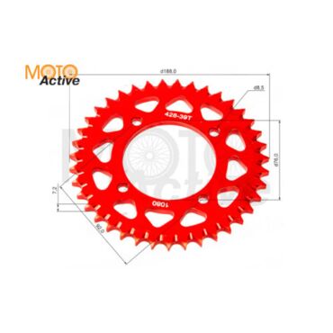 Венец, звезда ведомая (428H 39) X TECH PIT BIKE 125 190 4х90х76 алюминиевая с самоочисткой - миниатюра 1