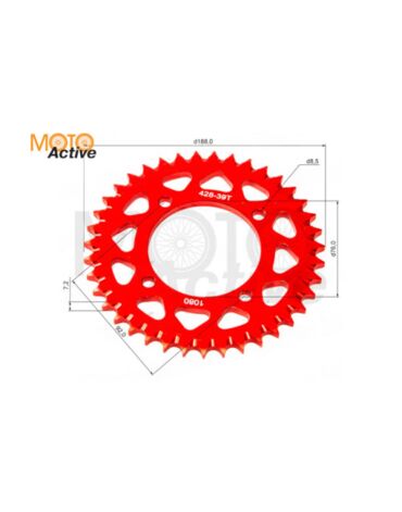 Венец, звезда ведомая (428H 39) X TECH PIT BIKE 125 190 4х90х76 алюминиевая с самоочисткой