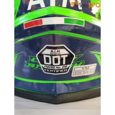 Шлем детский мотард AiM JK802Y Green Blue - миниатюра 7