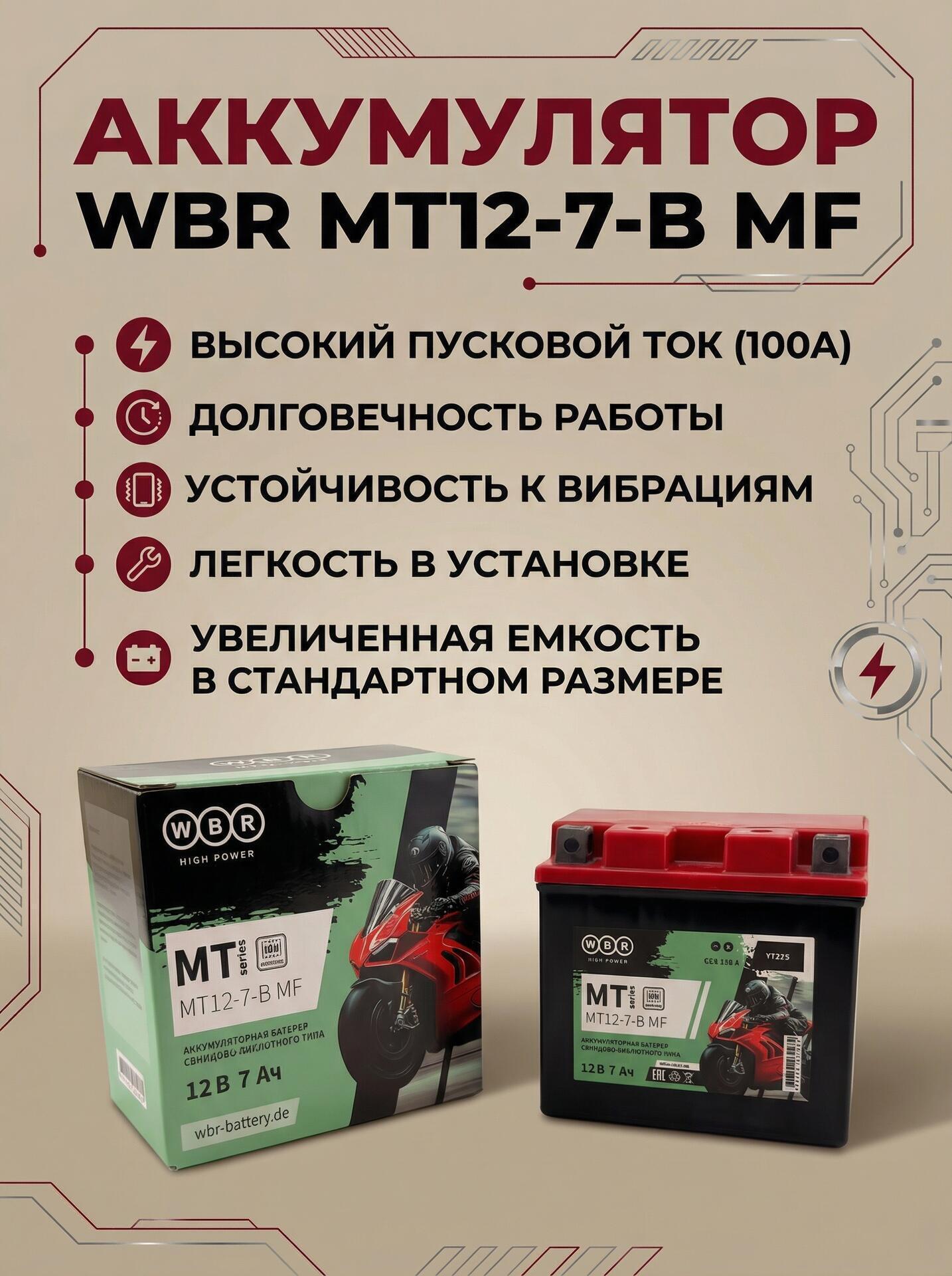 MT12 7 B MF WBR Аккумулятор - фото 4