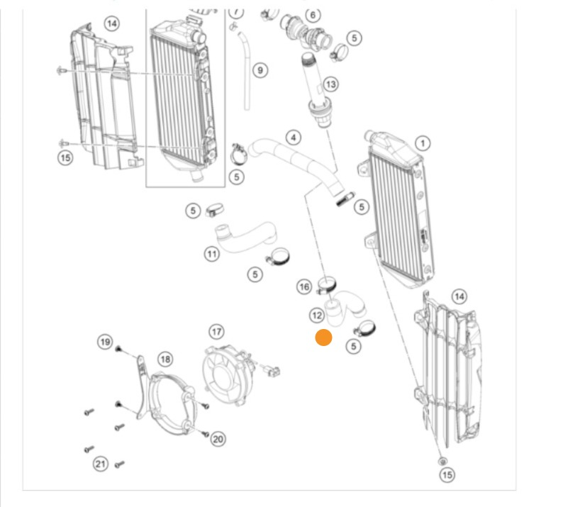 KTM Pre formed hose engine riser Патрубок радиатора левый KTM SXF 250 350 /23-> ( A46035023000 ) - фото 1