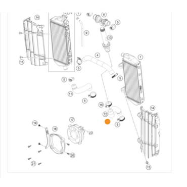 KTM Pre formed hose engine riser Патрубок радиатора левый KTM SXF 250 350 /23-> ( A46035023000 ) - миниатюра 1