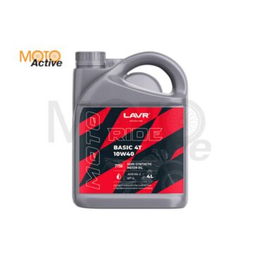 Моторное масло LAVR MOTO RIDE BASIC 4T 10W 40 SL (4 л.) - миниатюра 1