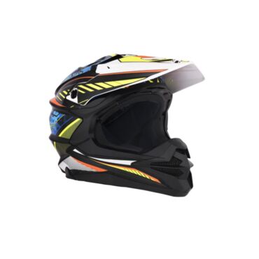Desment Шлем кроссовый Raptor White Yellow Blue graphic - миниатюра 8