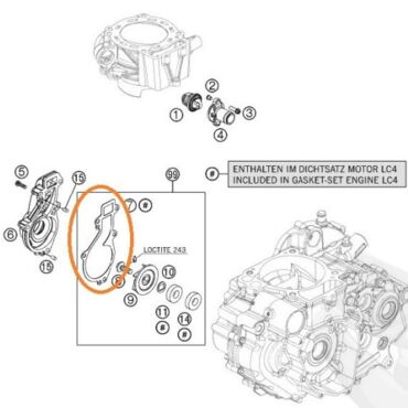 KTM прокладка крышки помпы 690 R / Duke / SM 07 24 // 701 17 24 ( 75035053000 ) - миниатюра 2