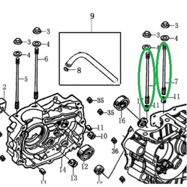 Шпилька цилиндра тип B 229 мм ZS172FMM 3A, 172FMM 5, CB250 F, CB200, 165FMM - миниатюра 1
