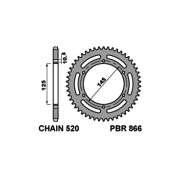 PBR 866 45 Звезда ведомая 45 зубов стальная XTZ660  / Tenere XT660  ( JTR 855 45 ) / M 76921 - миниатюра 1