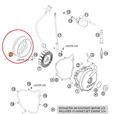 KTM ротор генератора 690 SM / Duke / R 07 13 ( 75039005100 / 75039005000 ) - миниатюра 3