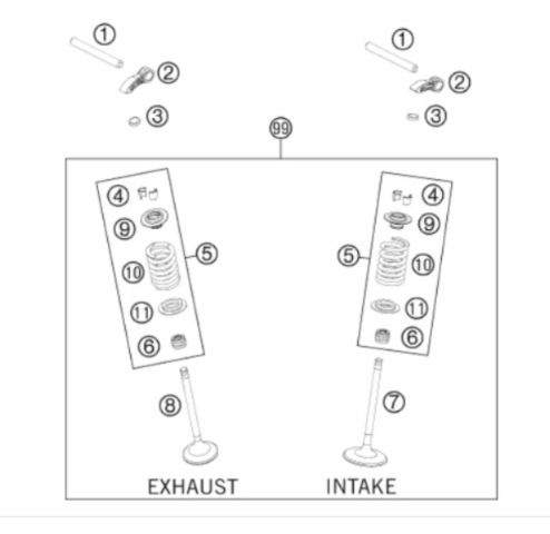 KTM VALVE KIT 350 EXC F 12 14 Комплект клапанов с пружинами и тарелками 350 EXCF 12 16 / FE 13 16 (77536030010) - фото 1