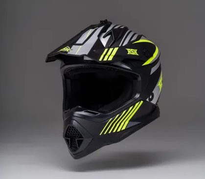 Шлем кроссовый RSX Vector чёрно зелёный матовый люминесцентный