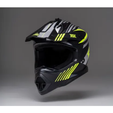 Шлем кроссовый RSX Vector чёрно зелёный матовый люминесцентный - миниатюра 1