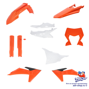 ACERBIS FULL PLASTIC KIT KTM OR WHT полный комплект пластика (оранжевый белый) 150 500 EXC EXCF 24 25 // 0026809.553.024 - миниатюра 1