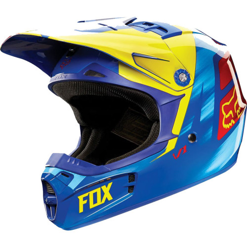 Шлем подростковый Fox V1 Vandal Youth  Желтый Синий - фото 2