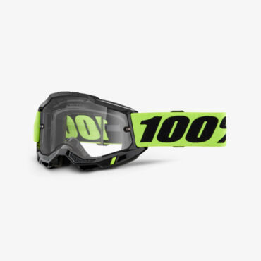 Очки для мотокросса 100% Accuri 2 Enduro Moto Neon Yellow с двойной прозрачной линзой - миниатюра 1