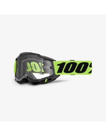 Очки для мотокросса 100% Accuri 2 Enduro Moto Neon Yellow с двойной прозрачной линзой