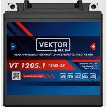 АКБ Vektor VT1205.1 YB5L B (119 х 60 х 129) 5Ач - миниатюра 1