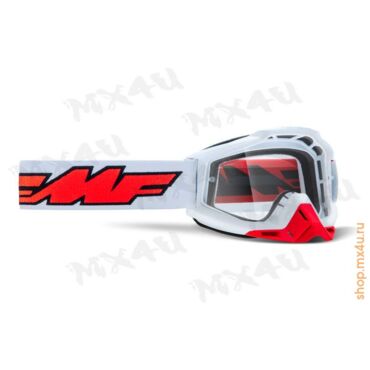 Маска кросс FMF - 100%  Powerbomb Rocket белая с прозрачной линзой - миниатюра 1